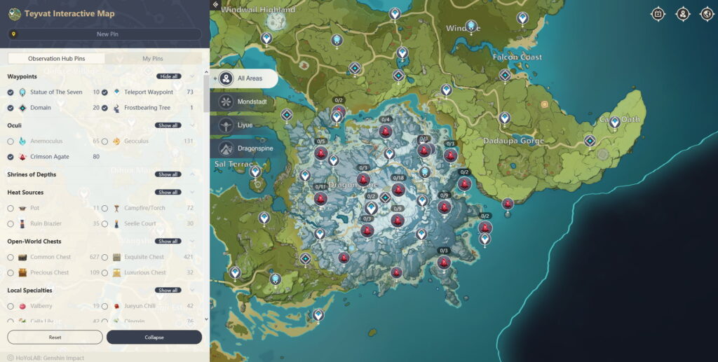 Dandelion Seeds Genshin Impact Interactive Map